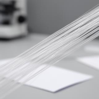 Primer plano de filamentos de fibra de vidrio y documentos técnicos sobre una superficie limpia